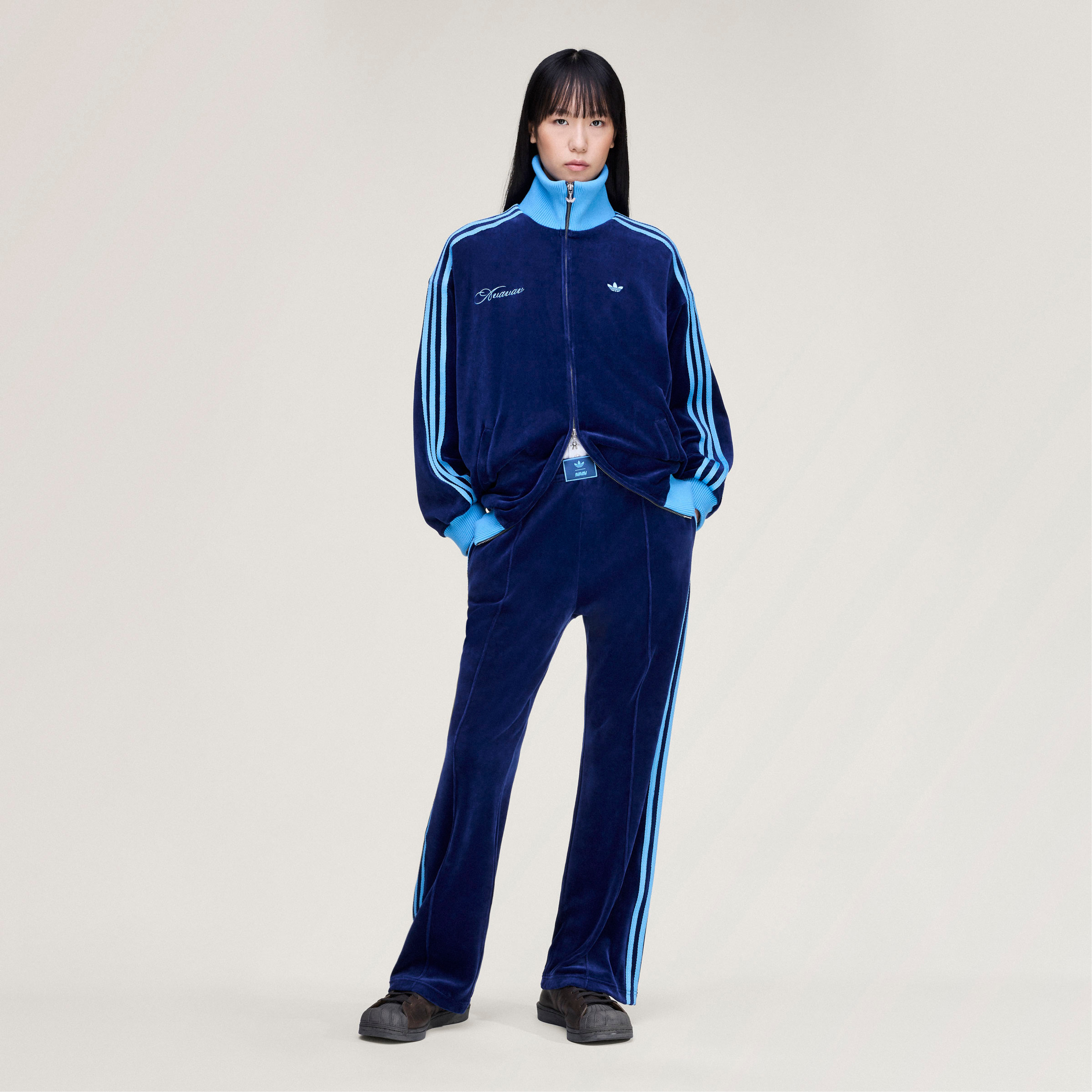 adidas Originals by Avavav velvet track jacket blue