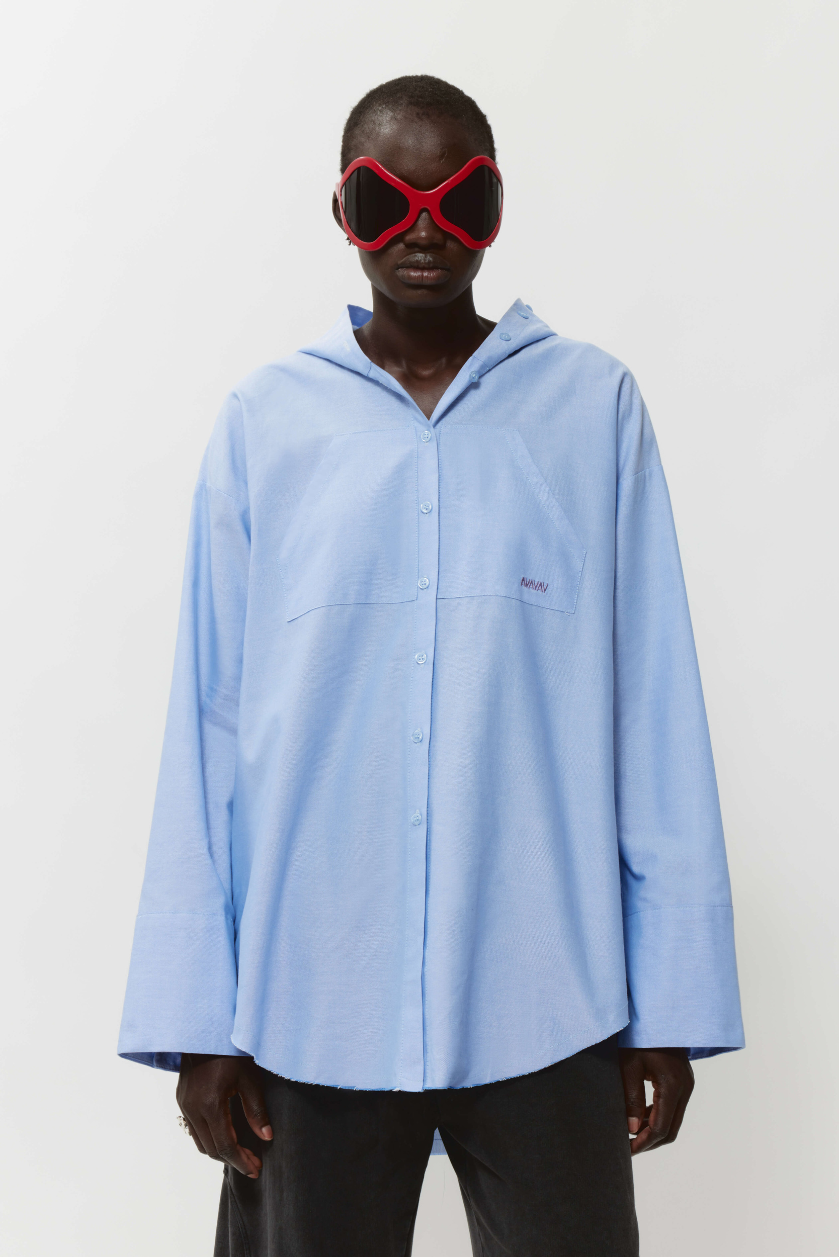 [WV PROJECT]★25SS★BAY OVERFIT CHECK HOOD SHIRT Raucohouse