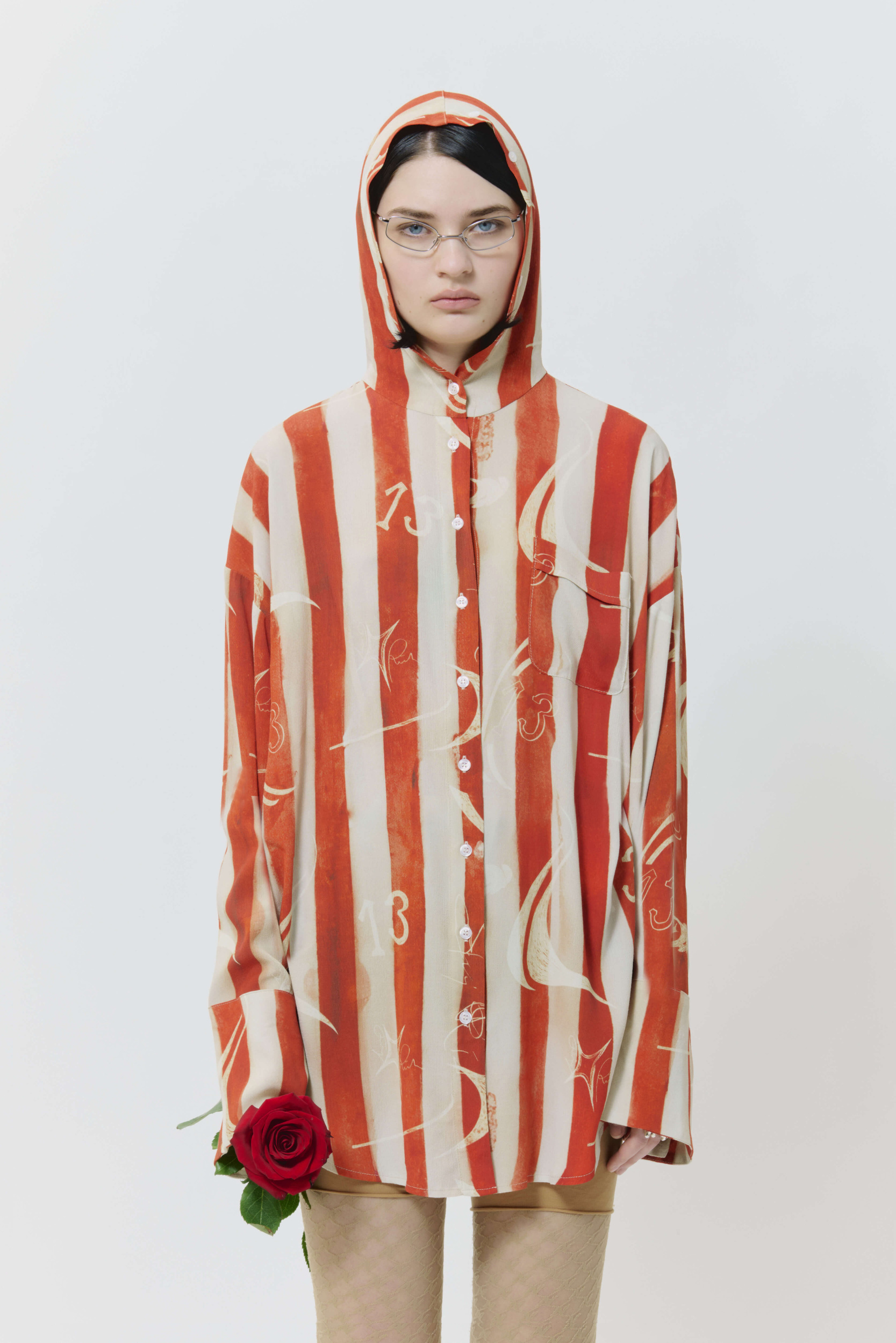 Hooded button-up shirt