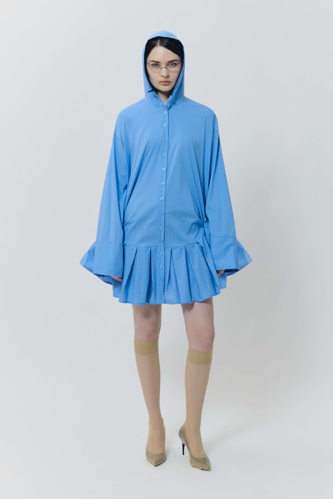 Hooded button-up shirt