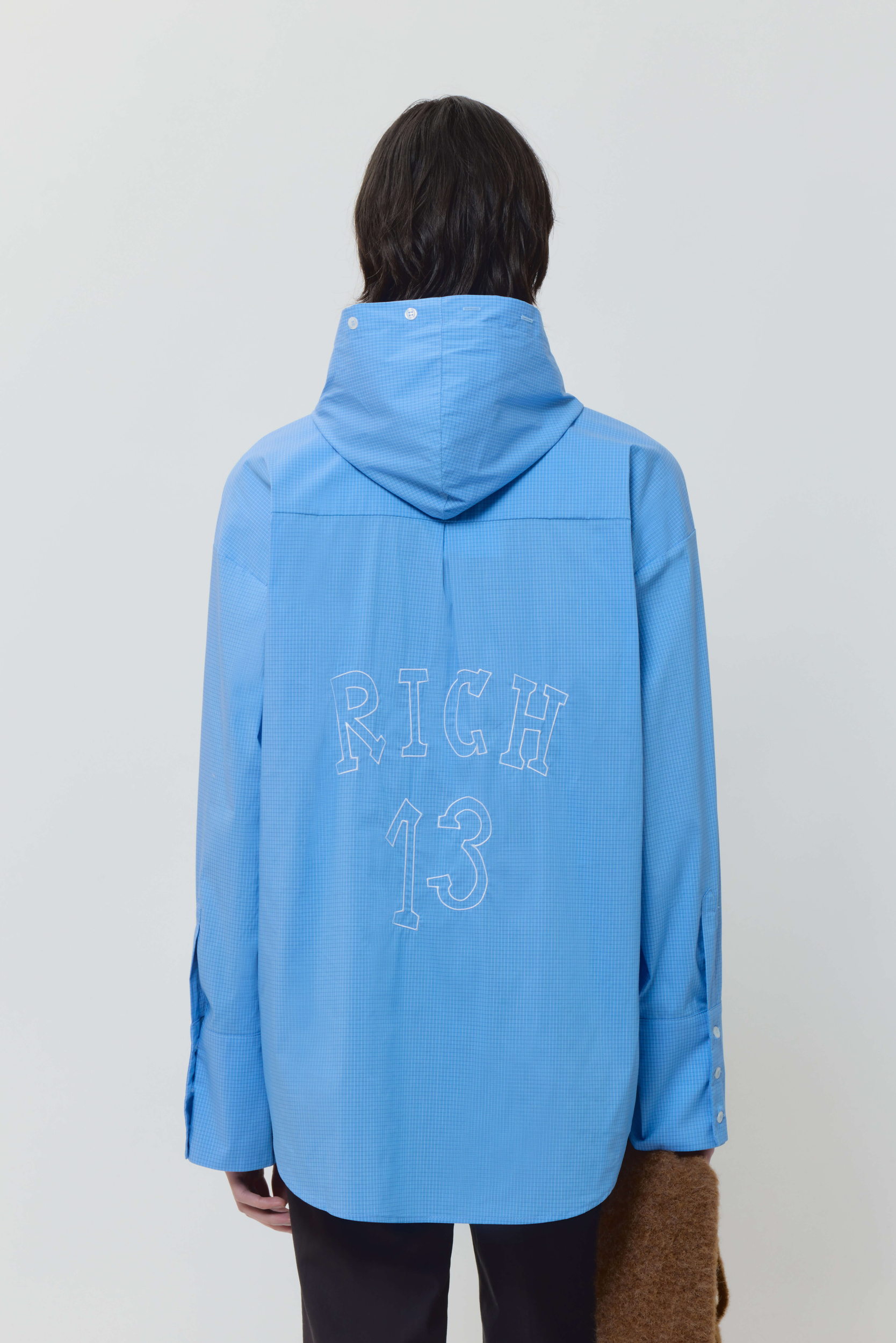 Hooded button-up shirt