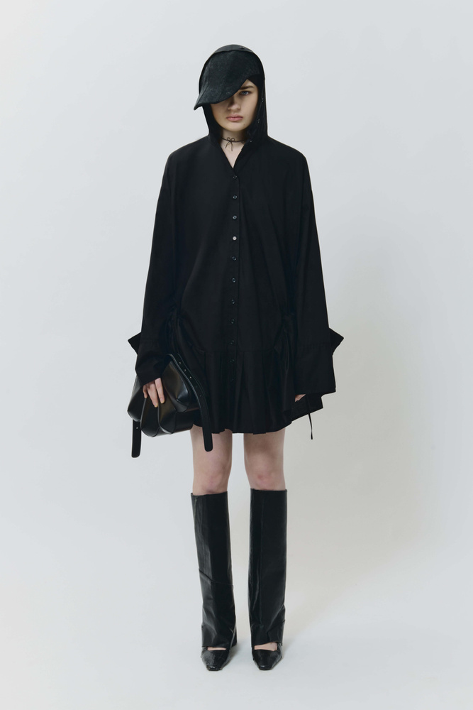Hooded button-up shirt