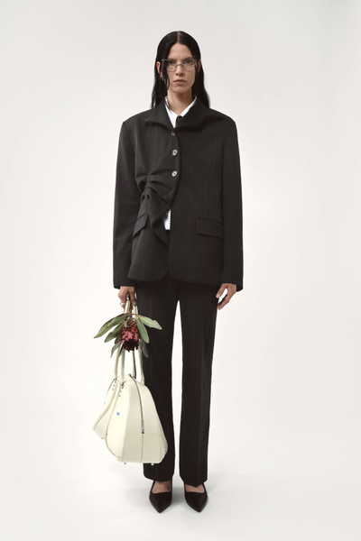 Pleated pinstripe blazer
