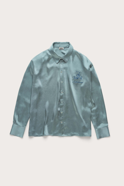 Satin button-up shirt blue — Avavav