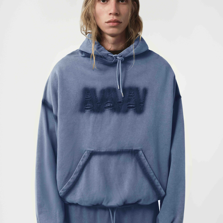 AVAVAV アヴァヴァヴ パーカー ブルー Shoulderless logo hoodie