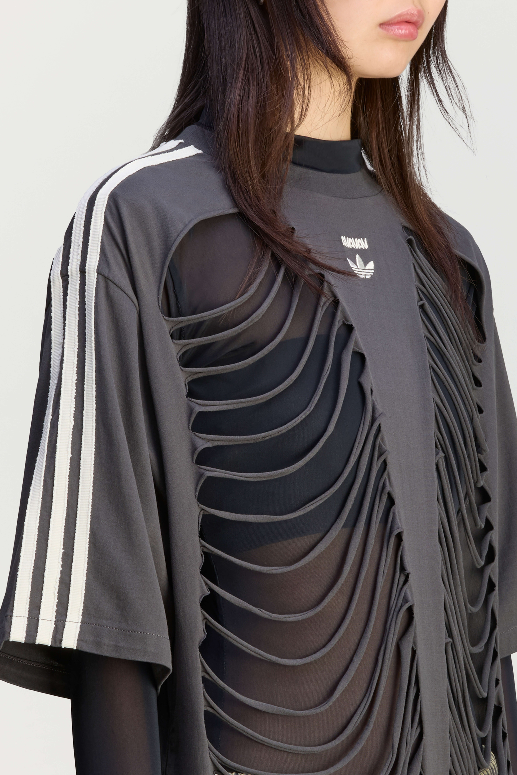 トップス adidas by Avavav SLASHED T-SHIRT Women's T-shirts adidas x Avavav Slashed Tee Dark Grey