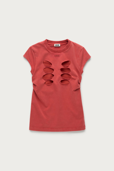 Avavav baby t-shirt double layer cut-out red