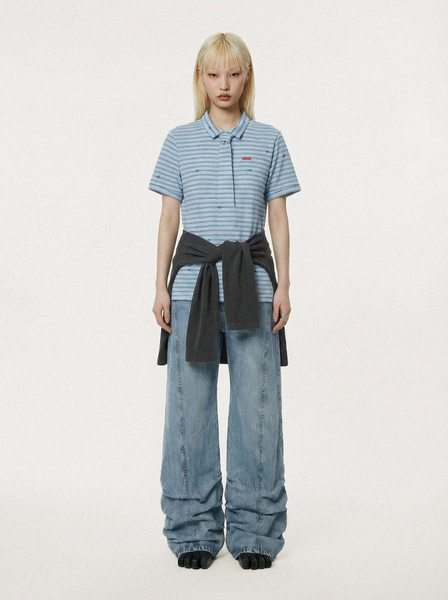Avavav suit polo shirt blue